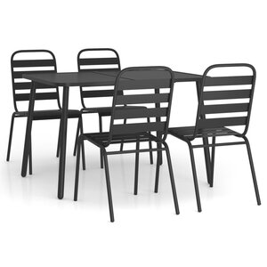 vidaXL Ensemble à manger de jardin 5 Pièces anthracite acier