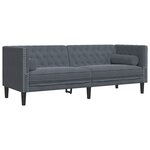 vidaXL Canapé Chesterfield Gris foncé 194 x 74.5 x 70.5 cm Velours
