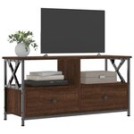 vidaXL Meuble TV chêne marron 90x33x45 cm bois d'ingénierie et fer
