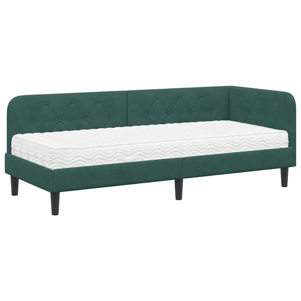 vidaXL Cadre de lit d'angle Vert foncé 80 x 200 cm Velours
