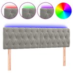 vidaXL Tête de lit à LED Gris clair 144x7x78/88 cm Velours