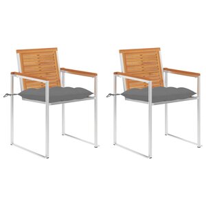 vidaXL Chaises de jardin avec coussins lot de 2 Acacia solide et acier