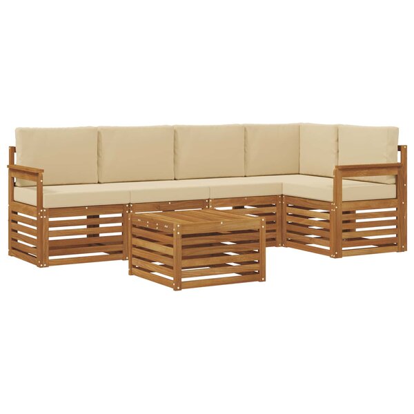 vidaXL Ensemble de canapé d'angle avec coussin 6 Pièces Naturel et Beige