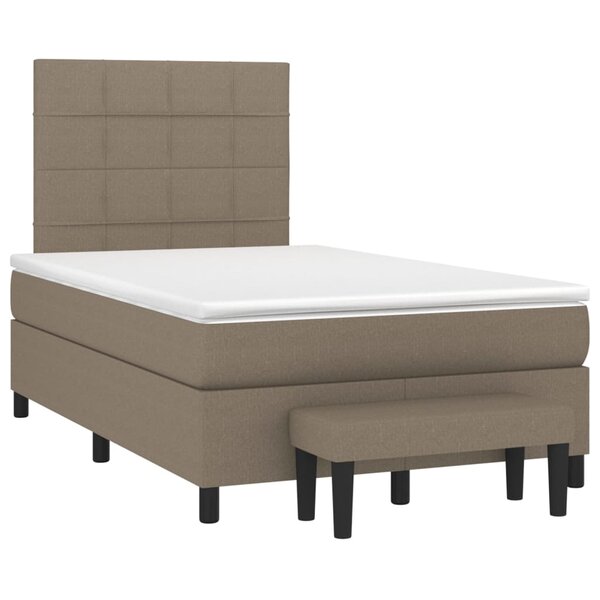 vidaXL Sommier à lattes de lit avec matelas taupe 120x190 cm tissu