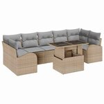 vidaXL Ensemble de canapé de jardin 8 Pièces Beige Poly Rattan