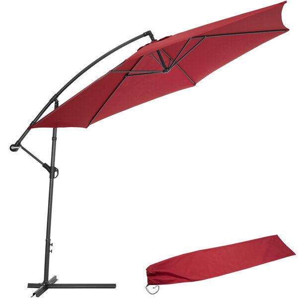Tectake Parasol 350 cm avec housse de protection - rouge