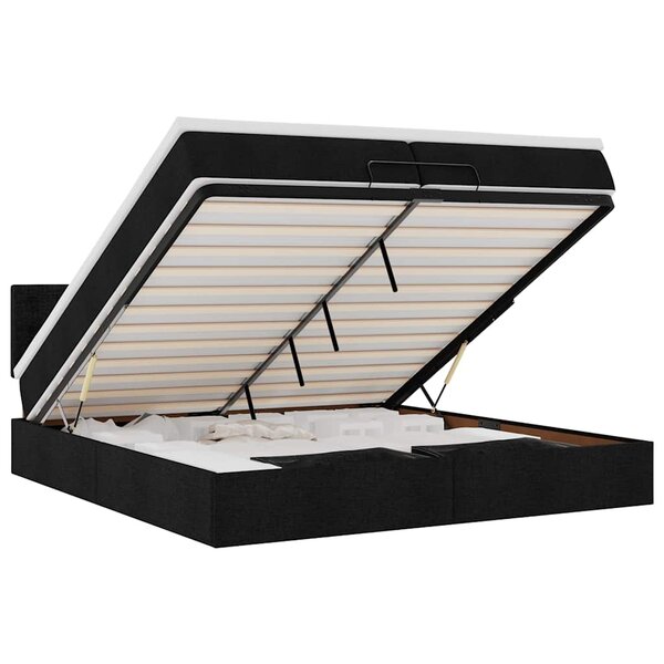 VidaXL Cadre de lit ottoman avec matelas noir 200x200 cm tissu