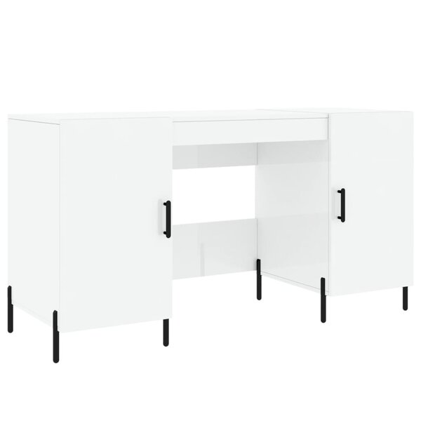 vidaXL Bureau Blanc brillant 140x50x75 cm Bois d'ingénierie