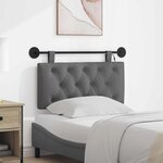 vidaXL Tête de lit suspendue Avec lumière LED Gris foncé Tissu