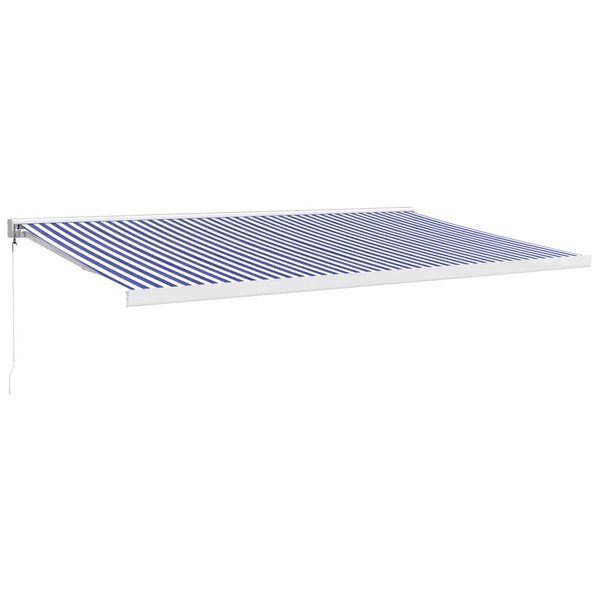 vidaXL Auvent rétractable bleu et blanc 5x3 m tissu et aluminium