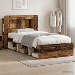 vidaXL Cadre de lit avec rangement Bois ancien 75 x 190 cm