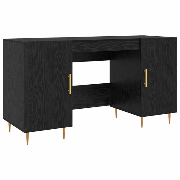 vidaXL Bureau avec porte Chêne noir 140 x 50 x 75 cm Bois d'ingénierie