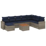 vidaXL Salon de jardin 9 Pièces avec coussins gris résine tressée
