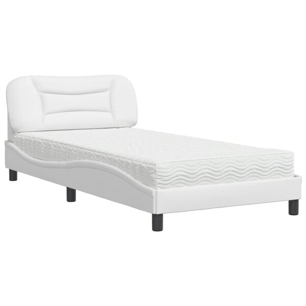 vidaXL Lit avec matelas Hvar blanc 100x200 cm similicuir