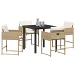vidaXL Ensemble de salle à manger pour jardin 5 Pièces Beige Poly rotin