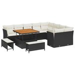 vidaXL Ensemble de canapé de jardin 12 Pièces Noir polyrotin
