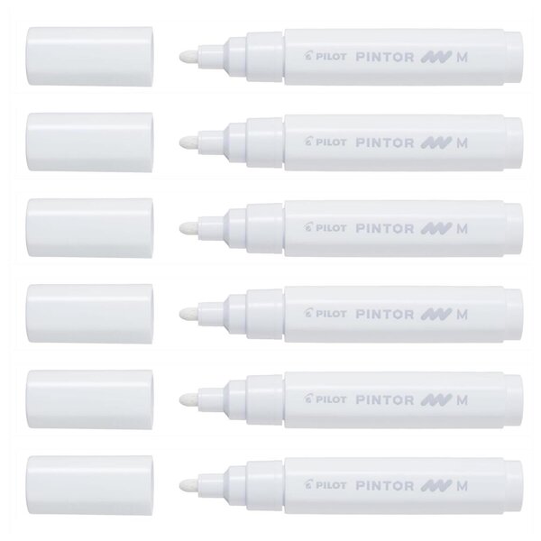 Marqueur à pigment PINTOR pointe moyenne blanc x 6 PILOT