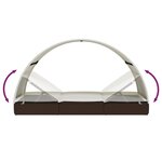 vidaXL Chaise longue avec toit rond marron 211x57x140cm résine tressée