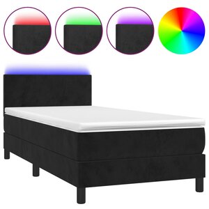 vidaXL Sommier à lattes de lit avec matelas LED Noir 90x200 cm Velours