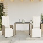 vidaXL Ensemble de bistro de jardin 3 Pièces coussins marron poly rotin