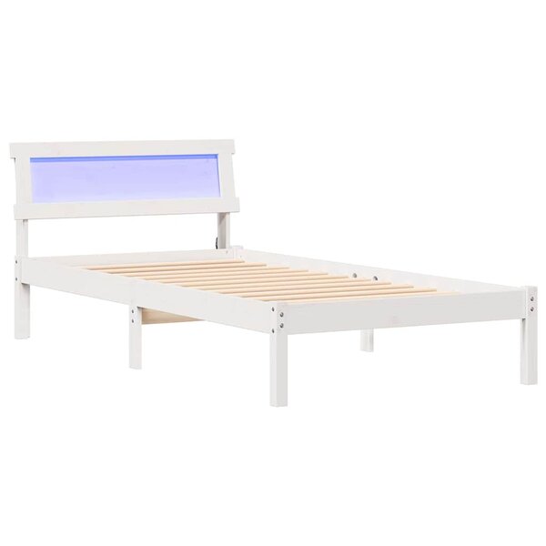 vidaXL Cadre de lit avec tête de lit Blanc 100 x 200 cm Pin massif