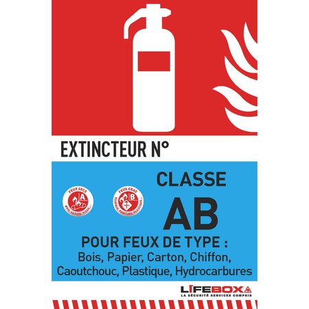 Panneau de signalisation incendie - Indicateur Classe de feu - Classe AB pour feux de type bois, papier, carton…