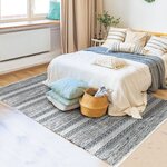 Tapis Terra - 160 x 230 cm - Bande ethno blanc et noir