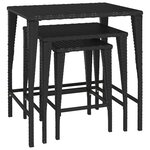 vidaXL Tables gigognes de jardin 3 Pièces noir résine tressée