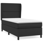 vidaXL Sommier à lattes de lit avec matelas Noir 90x190 cm Similicuir