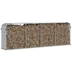 vidaXL Porte-bûches argenté 300x45x100 cm acier galvanisé