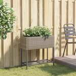 vidaXL Jardinière avec étagère gris résine tressée