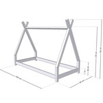 Lit Tipi enfant bois massif gris 90 x 180 cm