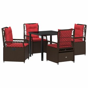 vidaXL Ensemble de salle à manger pour jardin 5 Pièces Marron polyrotin