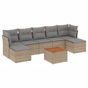 vidaXL Salon de jardin avec coussins 8 Pièces beige résine tressée