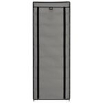 vidaXL Armoire à chaussures avec housse Gris 57x29x162 cm Tissu