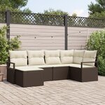 vidaXL Ensemble de Canapé de Jardin 6 Pièces avec Coussins Marron en Rotin Poly