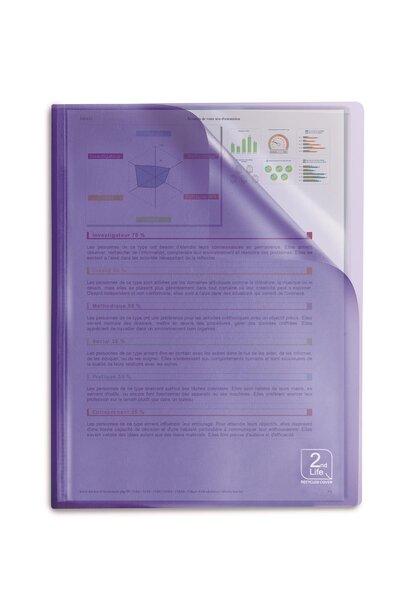 Protège-documents 2nd LIFE A4 20 Pochettes 40 Vues Coloris Aleatoire Translucide OXFORD