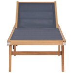 vidaXL Chaise longue pliable avec roulettes Teck massif et textilène