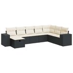 vidaXL Salon de jardin 8 Pièces avec coussins noir résine tressée