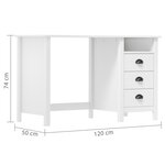 vidaXL Bureau Hill avec 3 tiroirs 120x50x74 cm Bois pin massif