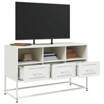 vidaXL Meuble TV blanc 100 5x39x60 5 cm acier