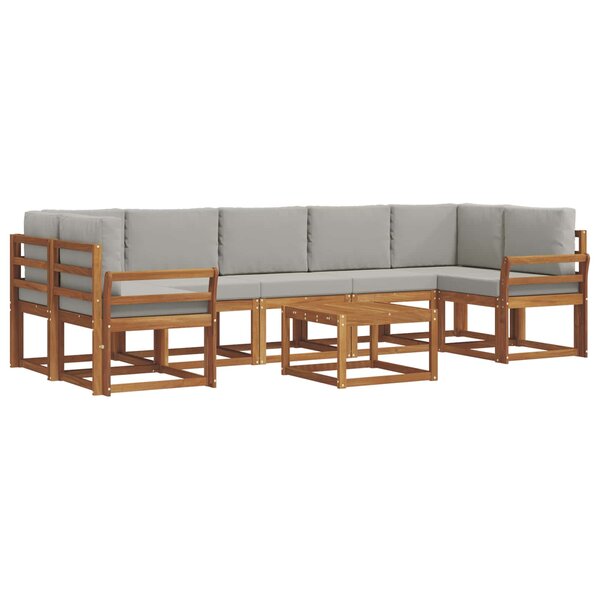vidaXL Ensemble de canapés d'extérieur 8 Pièces Gris Naturel et Clair