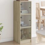 vidaXL Buffet avec portes en verre chêne sonoma 35x37x109 cm