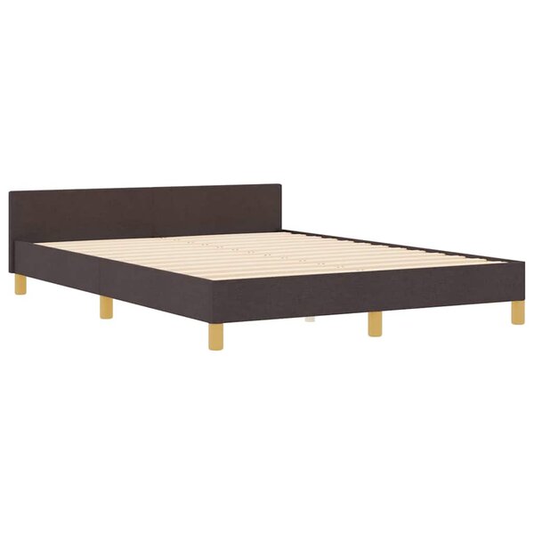 vidaXL Cadre de lit avec tête de lit Marron foncé 160 x 200 cm tissu