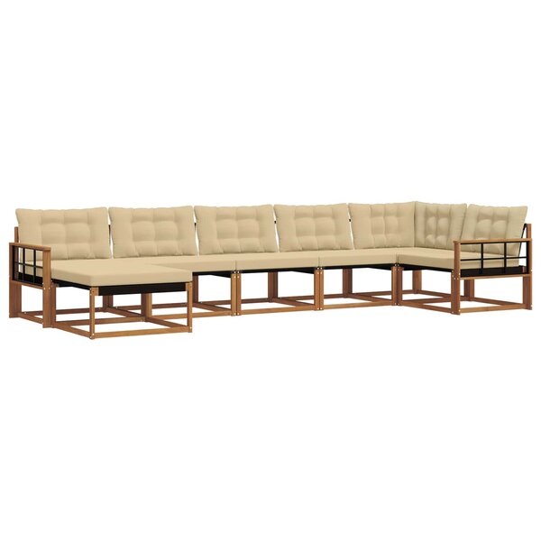 vidaXL Ensemble de canapés d'extérieur 7 Pièces Naturel et Beige