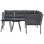 vidaXL Ensemble de canapés de jardin et coussins noir acier textilène