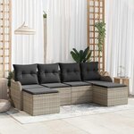vidaXL Ensemble de canapé de jardin 6 Pièces Gris clair Poly rotin