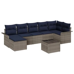 vidaXL Ensemble de canapé de jardin avec coussin 8 Pièces Gris Poly rotin