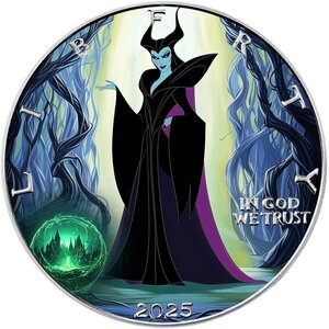 Pièce de monnaie en Argent 1 Dollar g 31.1 (1 oz) Millésime 2025 Queens of Darkness MALEFICENT FOREST