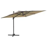 vidaXL Parasol déporté avec mât en aluminium Taupe 400x300 cm